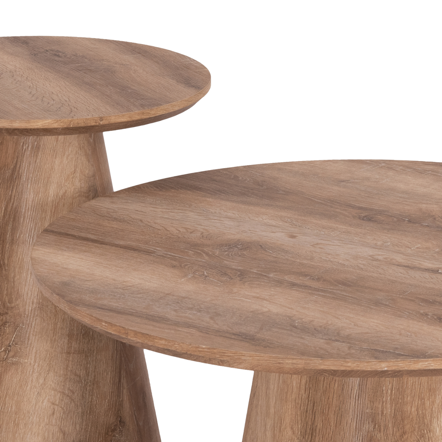 ΣΕΤ 2ΤΜΧ ΤΡΑΠΕΖΙΑ ΣΑΛΟΝΙΟΥ KARAN HM21085 MDF ΦΥΣΙΚΟ ΞΥΛΟΥ Φ80εκ &amp; Φ45εκ 4