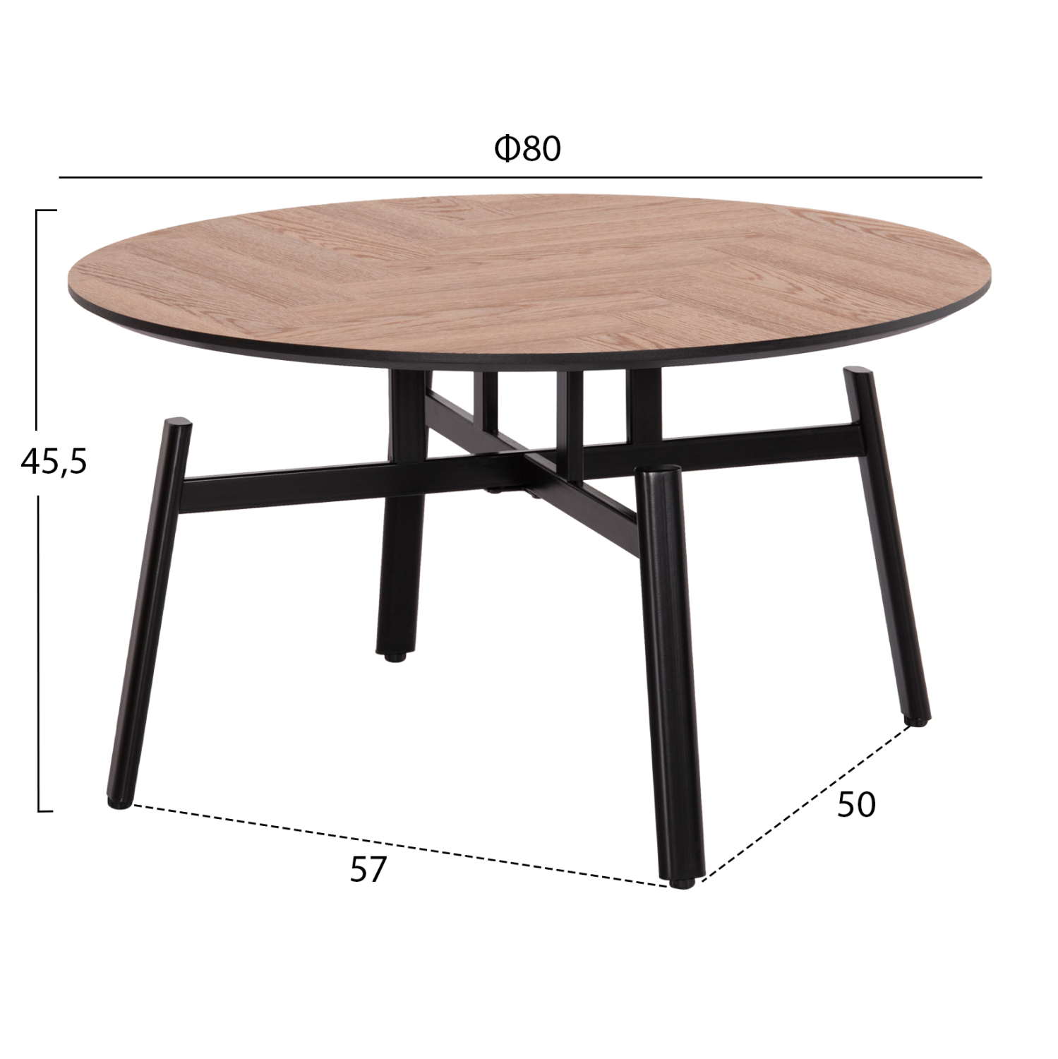 ΣΕΤ 2ΤΜΧ ΤΡΑΠΕΖΙΑ ΣΑΛΟΝΙΟΥ NORTON HM21088 MDF-ΜΕΤΑΛΛΟ Φ80εκ &amp; Φ45εκ 2