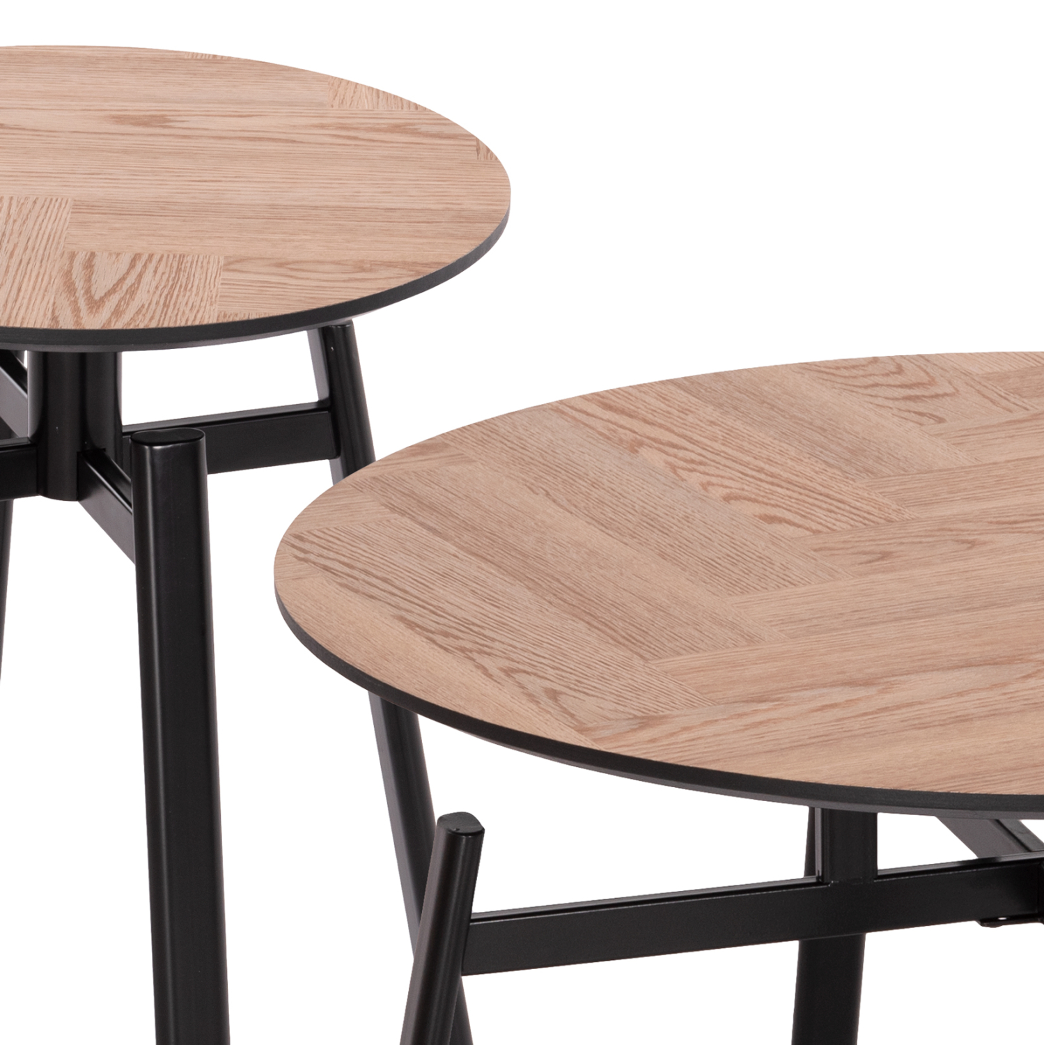 ΣΕΤ 2ΤΜΧ ΤΡΑΠΕΖΙΑ ΣΑΛΟΝΙΟΥ NORTON HM21088 MDF-ΜΕΤΑΛΛΟ Φ80εκ &amp; Φ45εκ 4