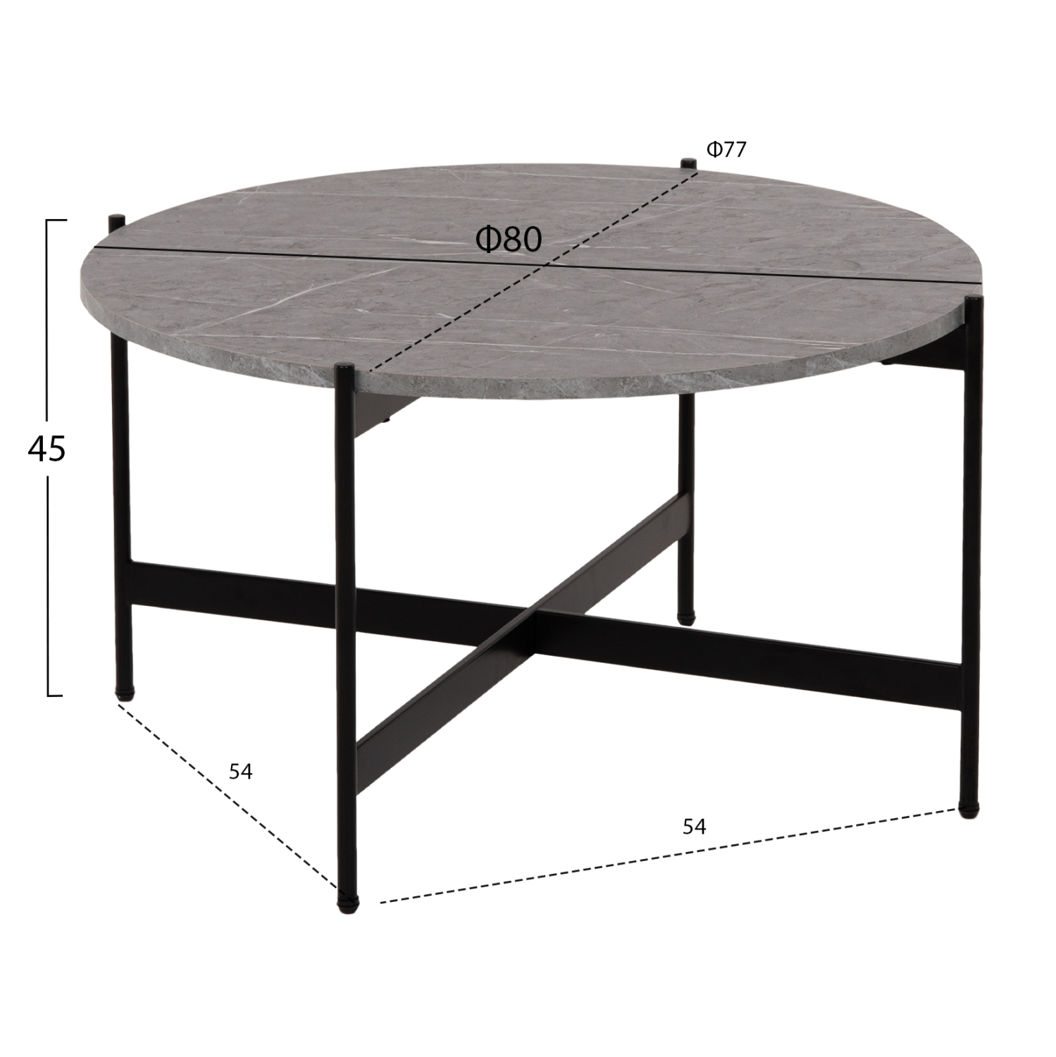 ΣΕΤ 2ΤΜΧ ΤΡΑΠΕΖΙΑ ΣΑΛΟΝΙΟΥ RONDA HM21089.01 MDF ΓΚΡΙ ΜΑΡΜΑΡΟ Φ80εκ &amp; Φ50εκ 2