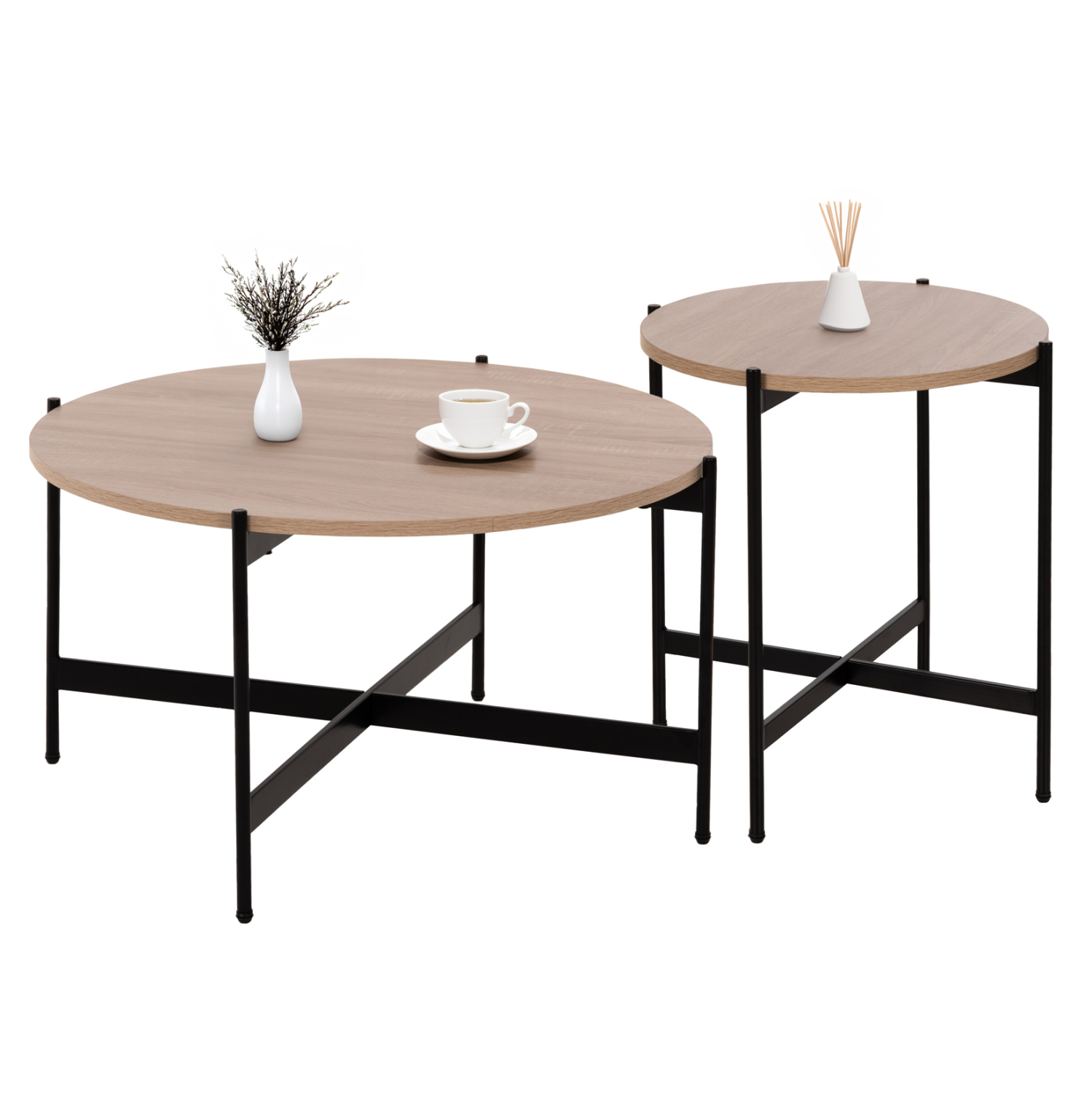 ΣΕΤ 2ΤΜΧ ΤΡΑΠΕΖΙΑ ΣΑΛΟΝΙΟΥ RONDA HM21089.02 MDF ΣΟΝΑΜΑ Φ80εκ &amp; Φ50εκ 1
