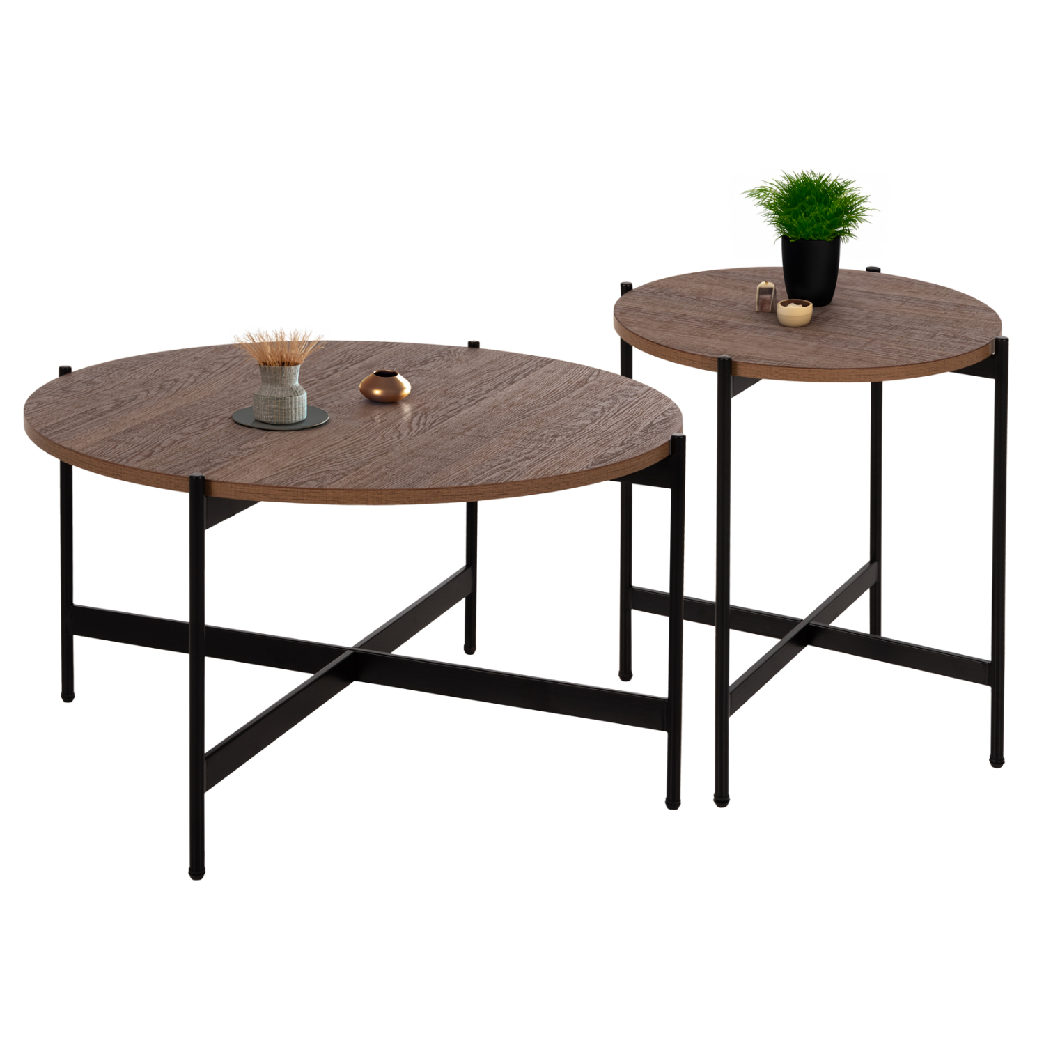 ΣΕΤ 2ΤΜΧ ΤΡΑΠΕΖΙΑ ΣΑΛΟΝΙΟΥ RONDA HM21089.03 MDF ΣΕ ΚΑΡΥΔΙ ΧΡΩΜΑ Φ80εκ &amp; Φ50εκ 1