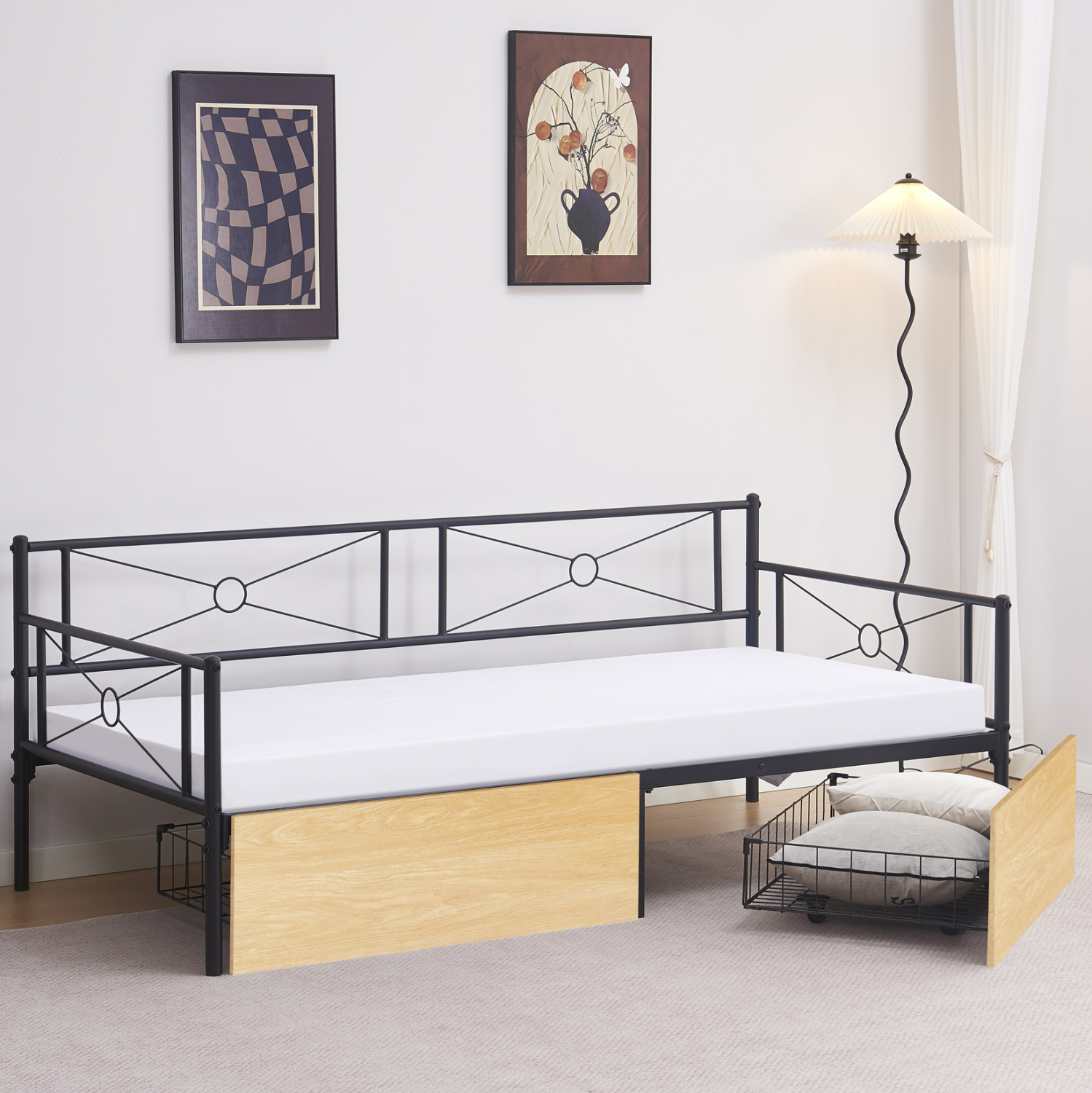 ΚΡΕΒΑΤΙ-ΚΑΝΑΠΕΣ BERNIE HM21120.02 ΜΑΥΡΟΣ ΜΕΤΑΛ.ΣΚΕΛΕΤΟΣ &amp; 2 SONAMA ΣΥΡΤΑΡΙΑ-190x90εκ. 2