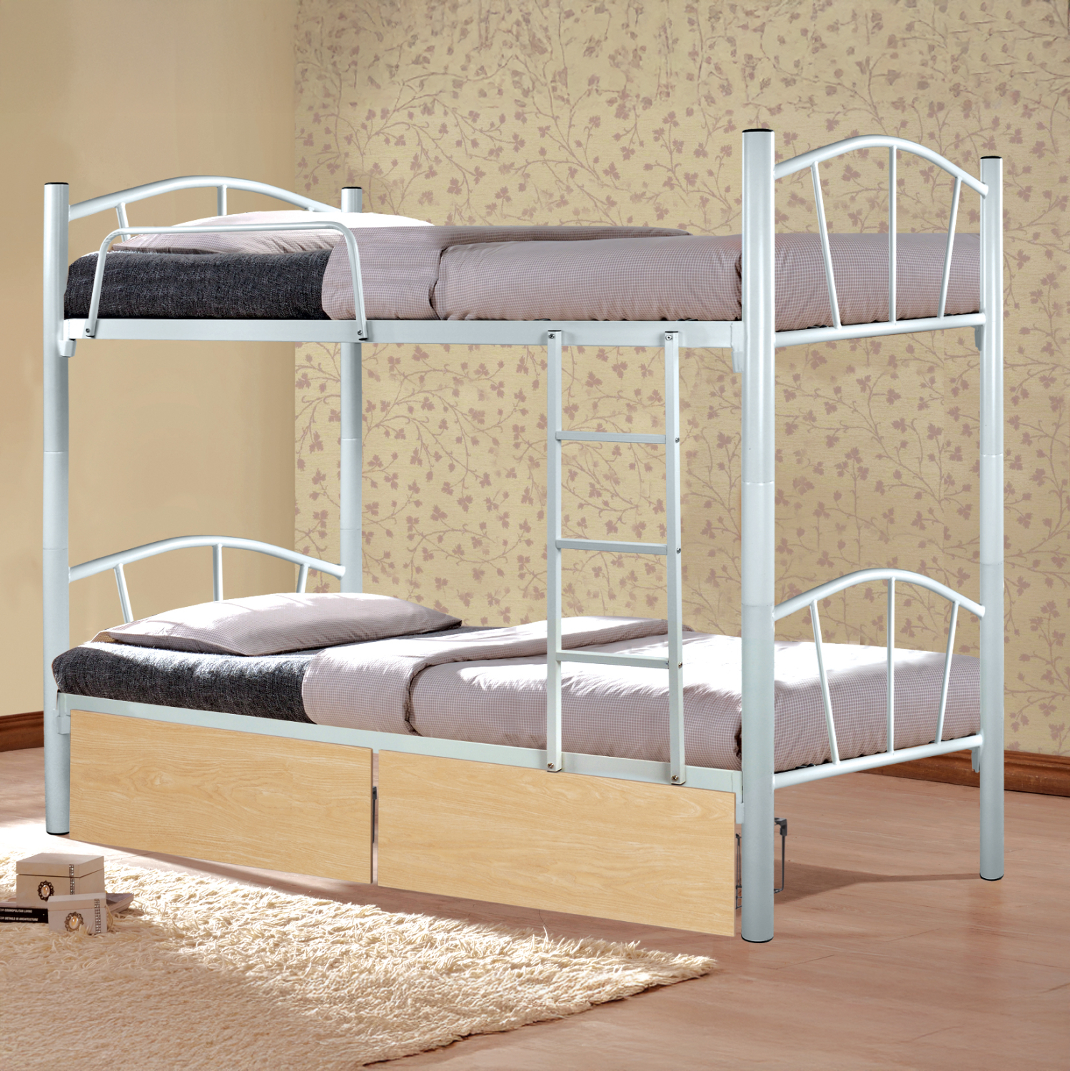 ΚΟΥΚΕΤΑ FLOOR HM21123.01 ΜΕΤΑΛΛΙΚΗ ΛΕΥΚΗ ΜΕ 2 ΕΠΙΔΑΠΕΔΙΑ ΣΥΡΤΑΡΙΑ SONAMA 200x91,5x177,5Yεκ 2