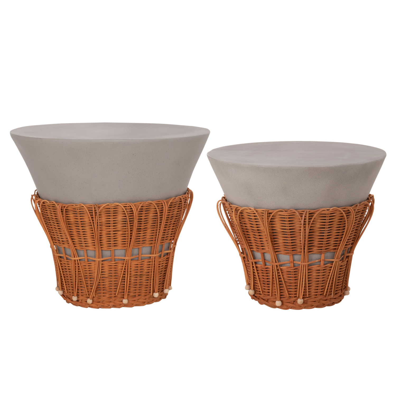 ΣΕΤ 2ΤΜΧ ΒΟΗΘΗΤΙΚΑ ΤΡΑΠΕΖΙΑ PERRAL HM21138.03 FIBER CEMENT ΓΚΡΙ--ΦΥΣΙΚΟ RATTAN 1