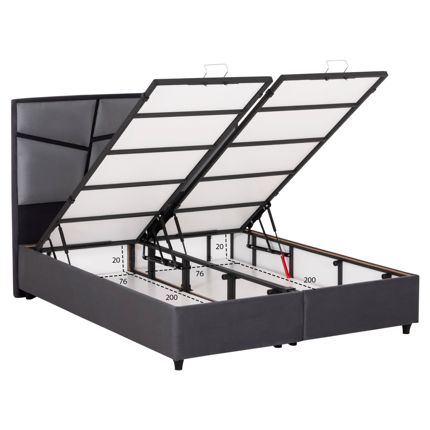 ΚΡΕΒΑΤΙ ΔΙΠΛΟ ΜΕ ΣΤΡΩΜΑ &amp; ΑΠΟΘ.ΧΩΡΟ IRIDA HM21166 ΓΚΡΙ ΒΕΛΟΥΔΟ--ΓΙΑ 160x200εκ 4