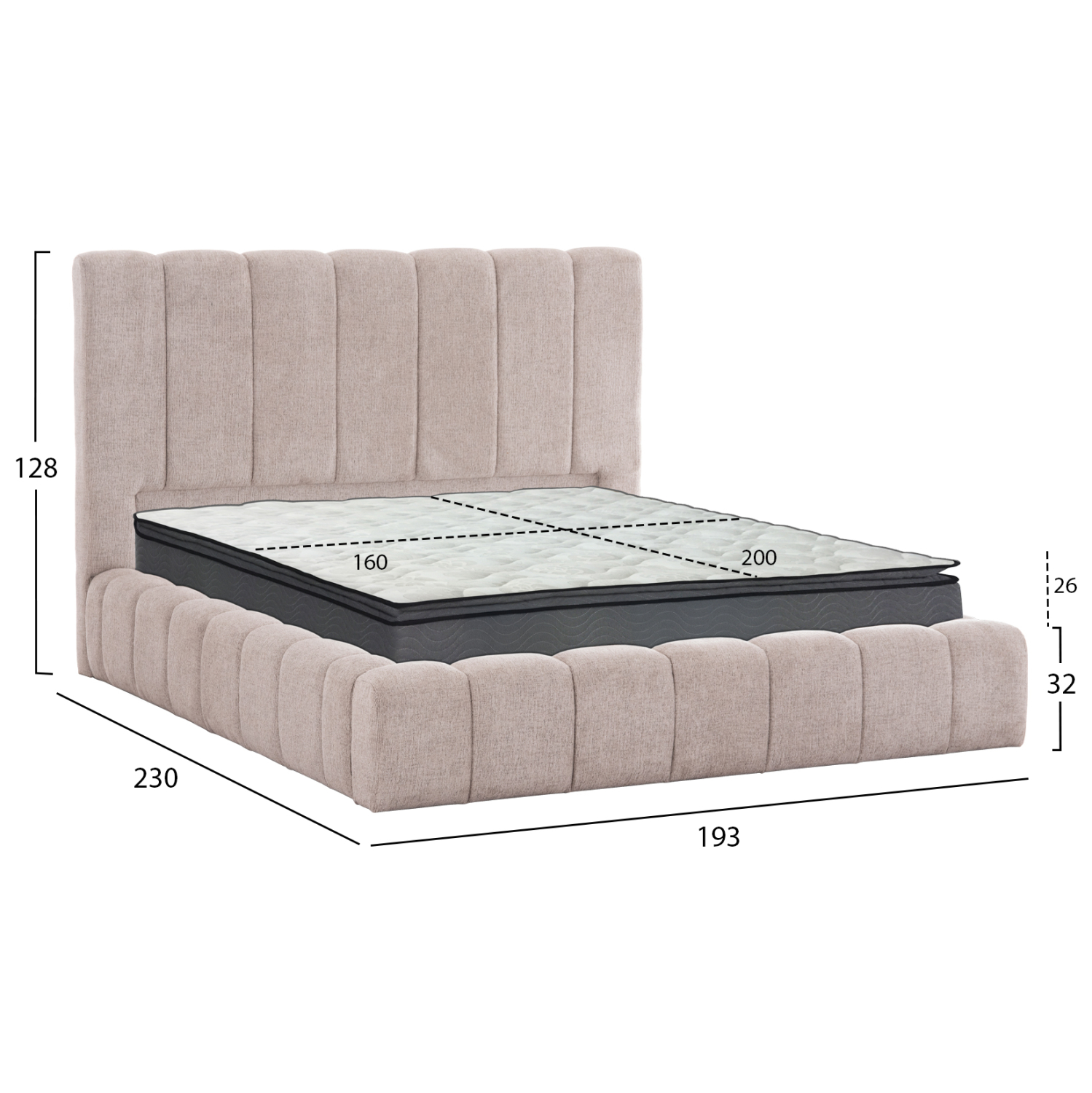 ΚΡΕΒΑΤΙ ΔΙΠΛΟ ΜΕ ΣΤΡΩΜΑ &amp; ΑΠΟΘ.ΧΩΡΟ REMO HM21167 ΜΠΕΖ ΜΠΟΥΚΛΕ--ΓΙΑ 160x200εκ 3