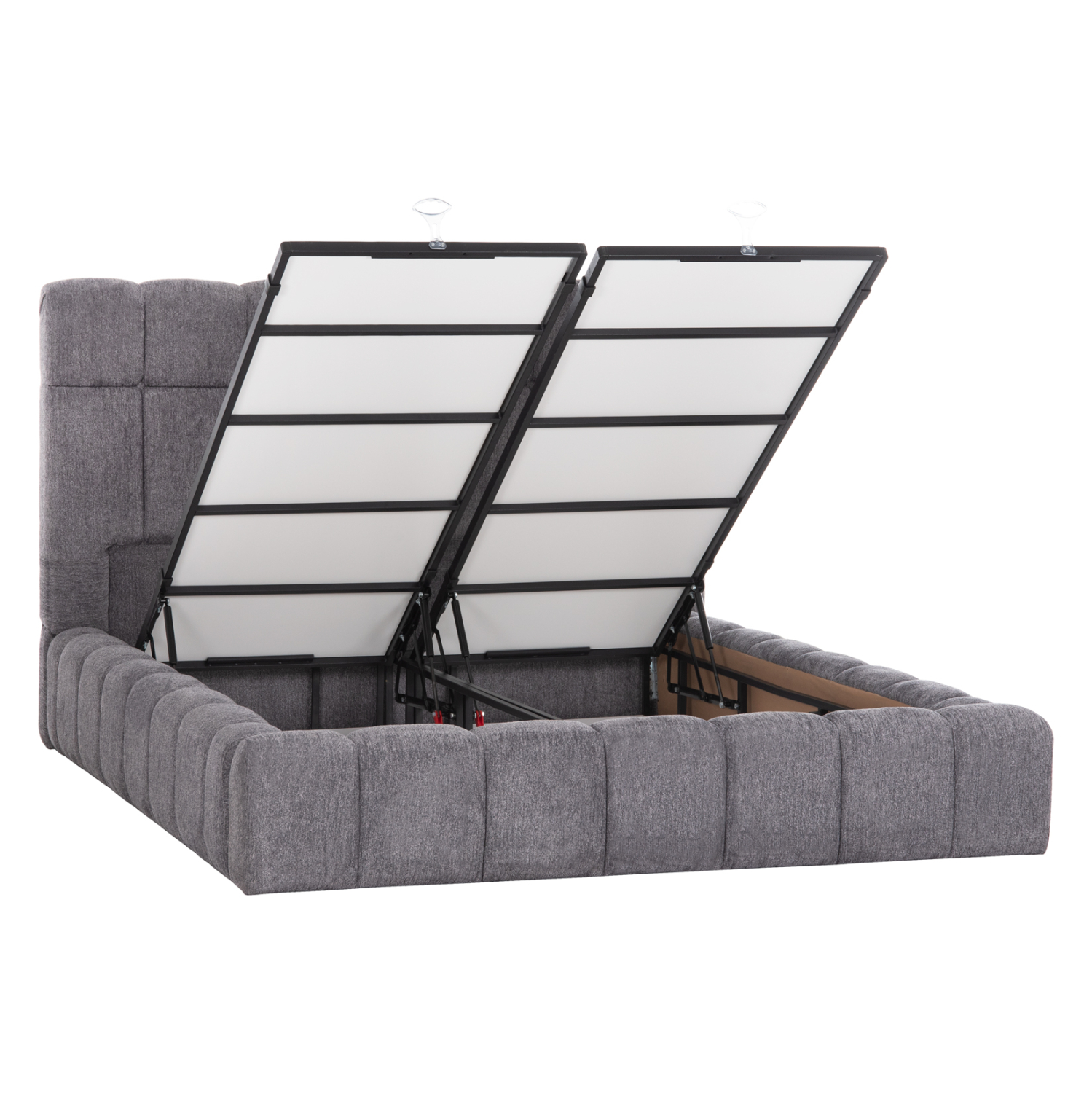 ΚΡΕΒΑΤΙ ΔΙΠΛΟ ΜΕ ΣΤΡΩΜΑ &amp; ΑΠΟΘ.ΧΩΡΟ RAMON HM21168 ΓΚΡΙ ΜΠΟΥΚΛΕ--ΓΙΑ 160x200εκ 4