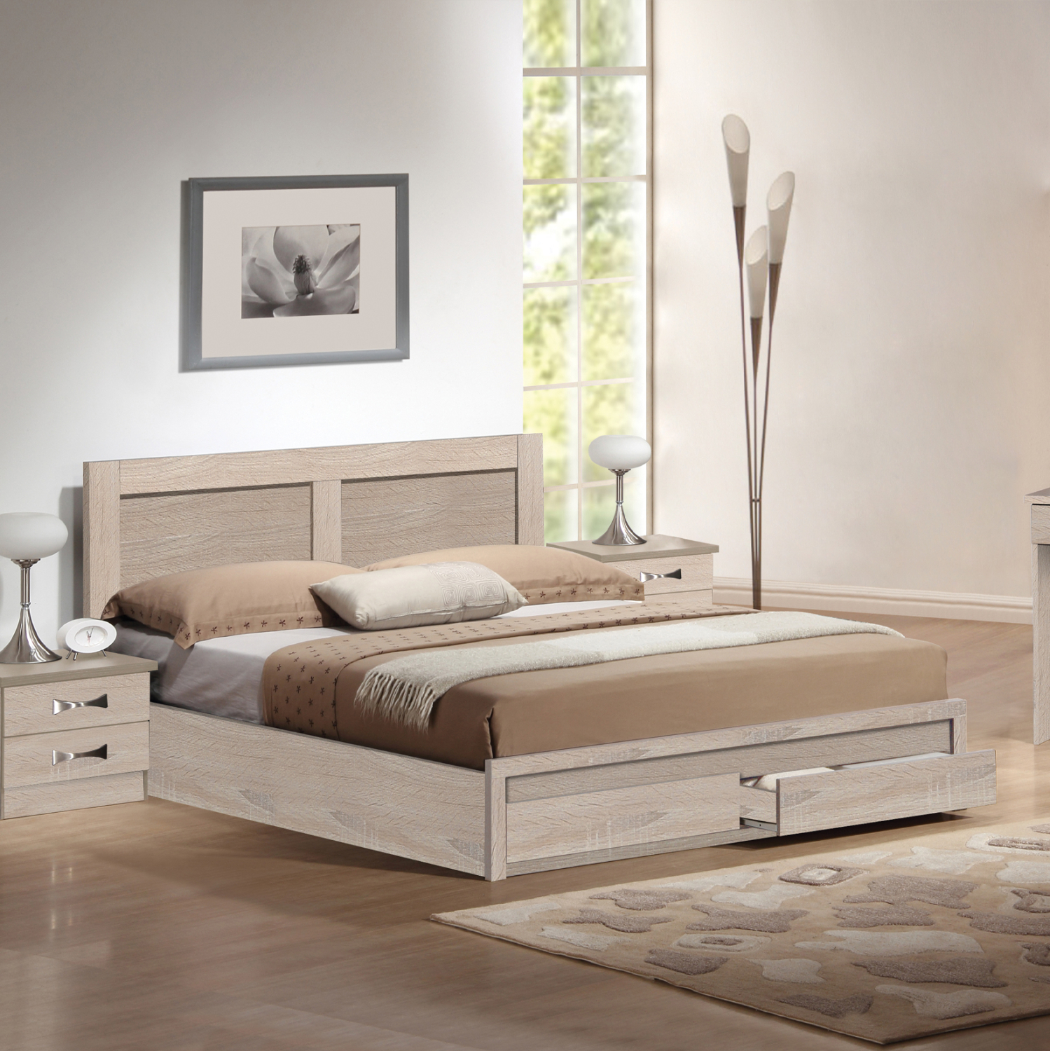 ΚΡΕΒΑΤΙ ΔΙΠΛΟ ΜΕ ΣΥΡΤΑΡΙΑ &amp; ΣΤΡΩΜΑ CAPRI HM21169 ΜΕΛΑΜΙΝΗ SONAMA--ΓΙΑ 150x200εκ 2