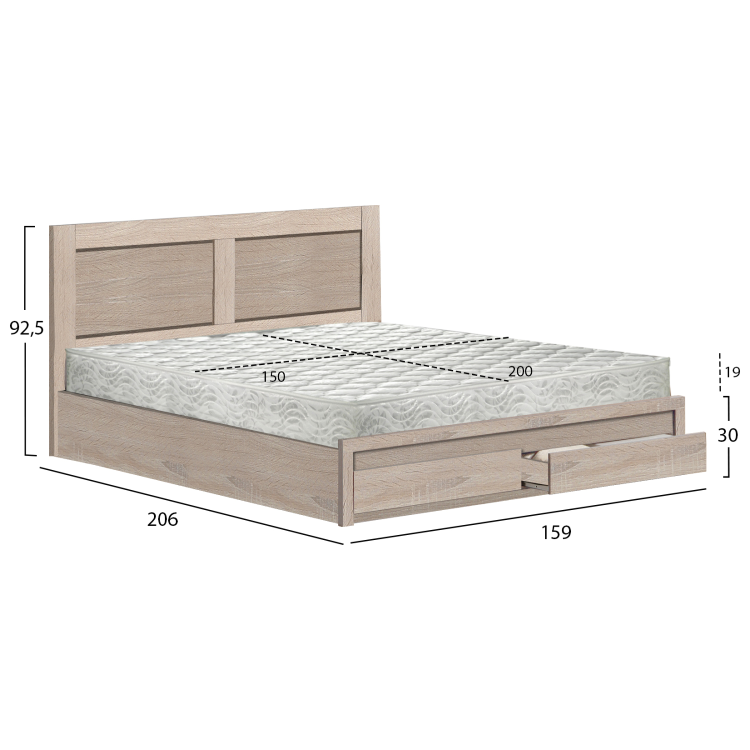 ΚΡΕΒΑΤΙ ΔΙΠΛΟ ΜΕ ΣΥΡΤΑΡΙΑ &amp; ΣΤΡΩΜΑ CAPRI HM21169 ΜΕΛΑΜΙΝΗ SONAMA--ΓΙΑ 150x200εκ 3