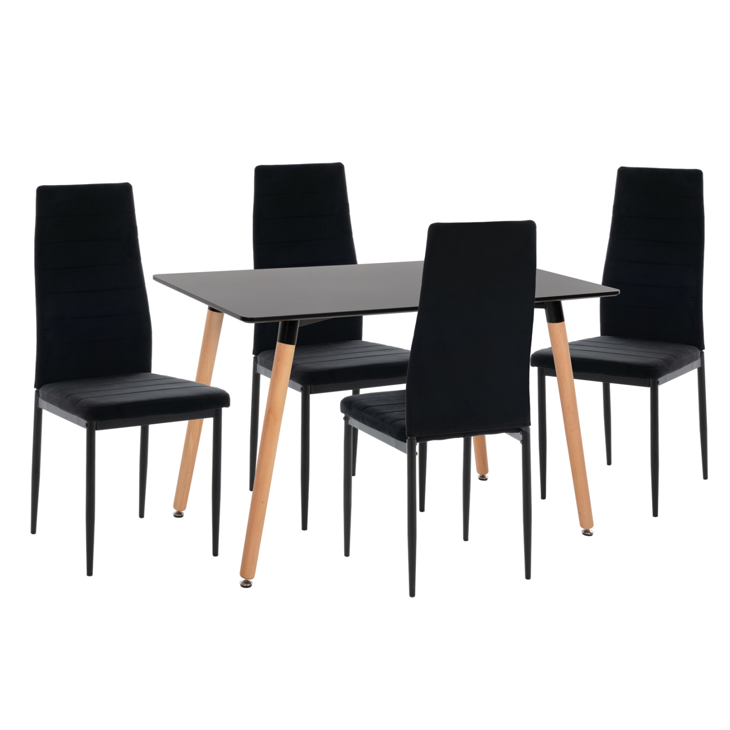 ΣΕΤ ΤΡΑΠΕΖΑΡΙΑΣ 5ΤΜΧ MINIMAL HM21173 MDF TOP ΜΑΥΡΟ-ΒΕΛΟΥΔΟ &amp; ΜΕΤΑΛΛΟ ΜΑΥΡΟ 1