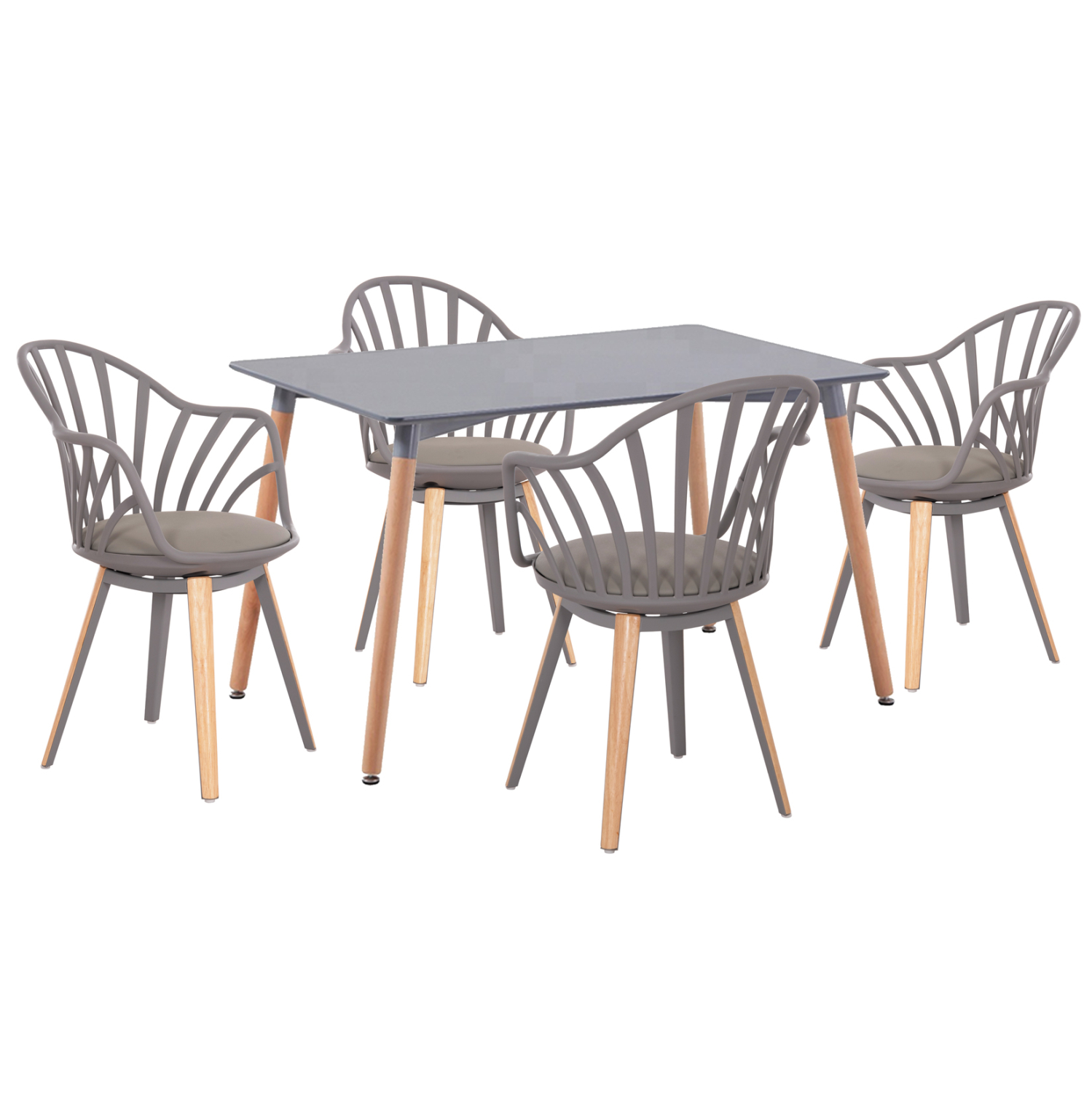 ΣΕΤ ΤΡΑΠΕΖΑΡΙΑΣ 5ΤΜΧ ANAIS HM21176 MDF TOP ΣΕ ΓΚΡΙ--P.P. &amp; PU ΣΕ ΓΚΡΙ 1