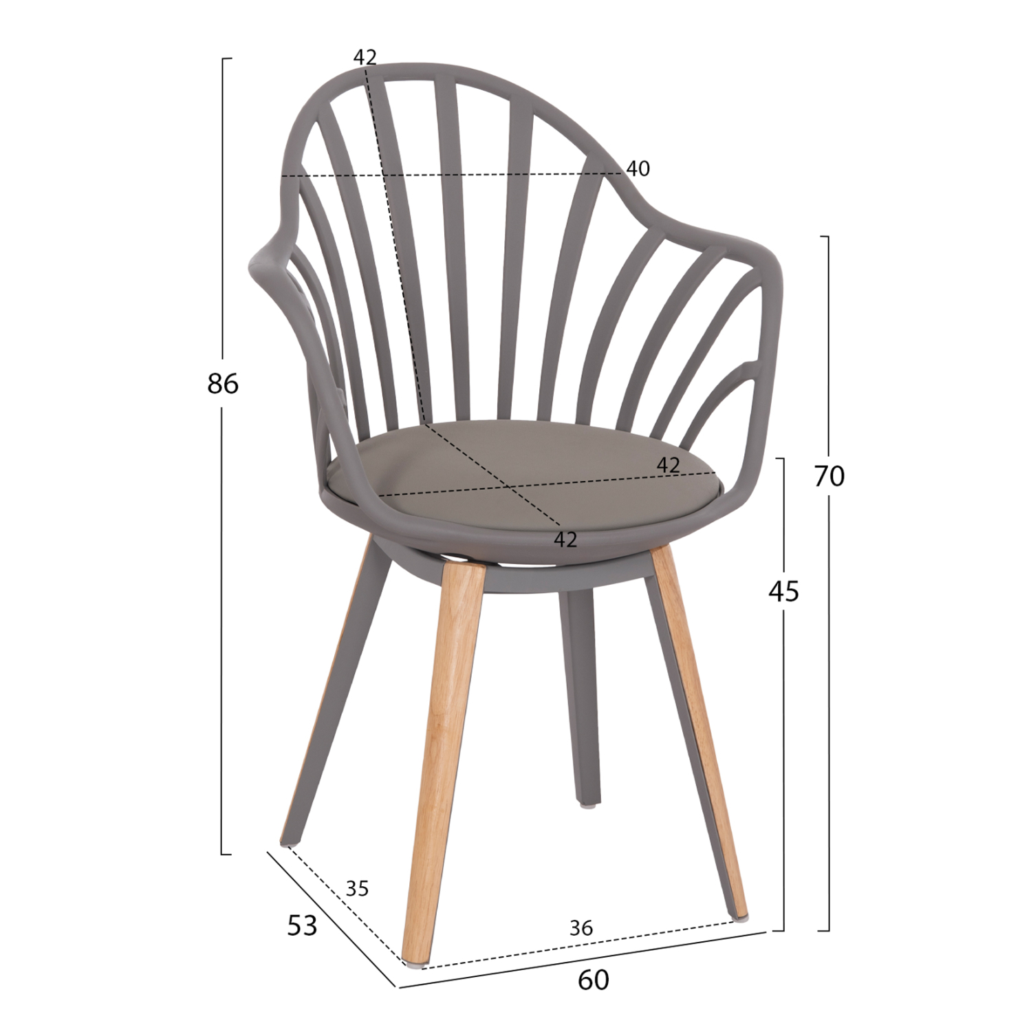 ΣΕΤ ΤΡΑΠΕΖΑΡΙΑΣ 5ΤΜΧ ANAIS HM21176 MDF TOP ΣΕ ΓΚΡΙ--P.P. &amp; PU ΣΕ ΓΚΡΙ 3