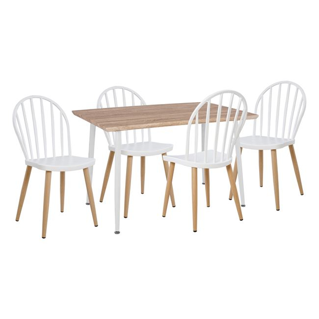 ΣΕΤ 5ΤΜΧ ΤΡΑΠΕΖΙ SONAMA &amp; ΚΑΡΕΚΛΕΣ ΠΟΛΥΠΡΟΠΥΛΕΝΙΟΥ ΛΕΥΚΕΣ ΜΕΤΑΛΛΙΚΑ ΠΟΔΙΑ HM11025.01 1