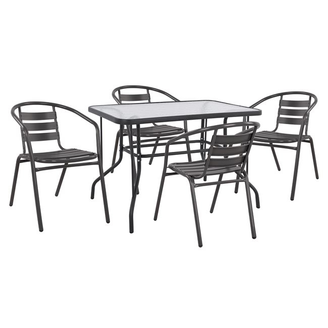 ΣΕΤ ΤΡΑΠΕΖΑΡΙΑΣ 5ΤΜΧ ADAM HM21220.01 ΚΑΡΕΚΛΕΣ ΜΕΤΑΛΛΙΚΕΣ &amp; ΤΡΑΠΕΖΙ 110x60 ΓΚΡΙ 1