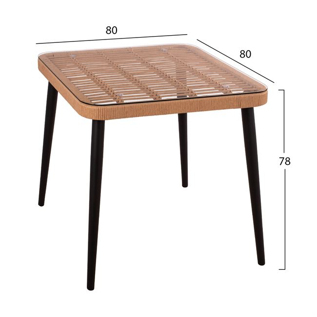 ΣΕΤ 3ΤΜΧ ALLEGRA WICKER ΜΕ ΤΡΑΠΕΖΙ 80X80Χ78Υ ΜΠΕΖ &amp; ΜΑΥΡΟ ΧΡΩΜΑ HM10485 2