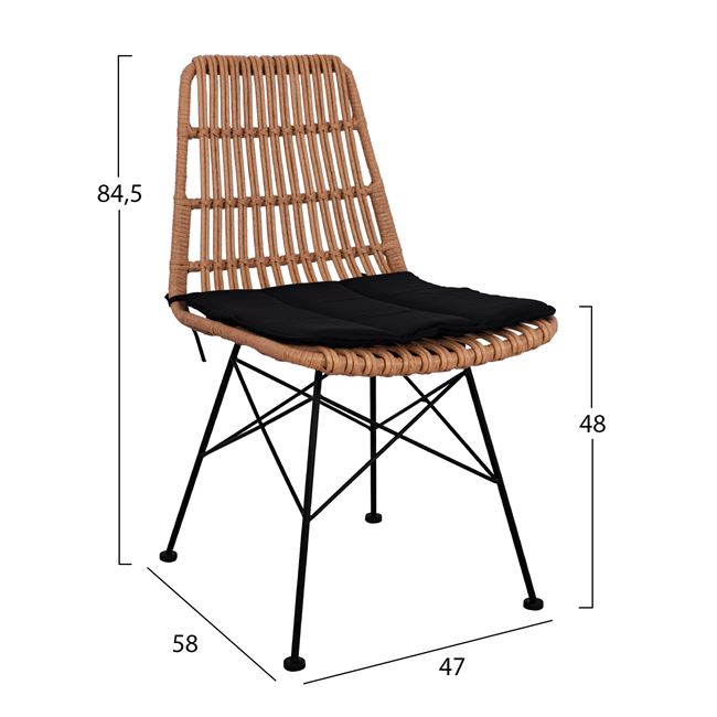 ΣΕΤ 5ΤΜΧ ALLEGRA WICKER ΜΕ ΤΡΑΠΕΖΙ 140X80Χ78Υ ΜΠΕΖ &amp; ΜΑΥΡΟ ΧΡΩΜΑ HM10491 3