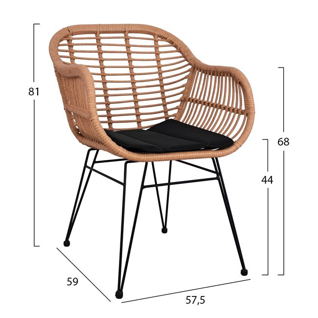 ΣΕΤ 7ΤΜΧ ALLEGRA WICKER ΜΕ ΤΡΑΠΕΖΙ 160X90X78Υ ΜΠΕΖ &amp; ΜΑΥΡΟ ΧΡΩΜΑ HM10513 3