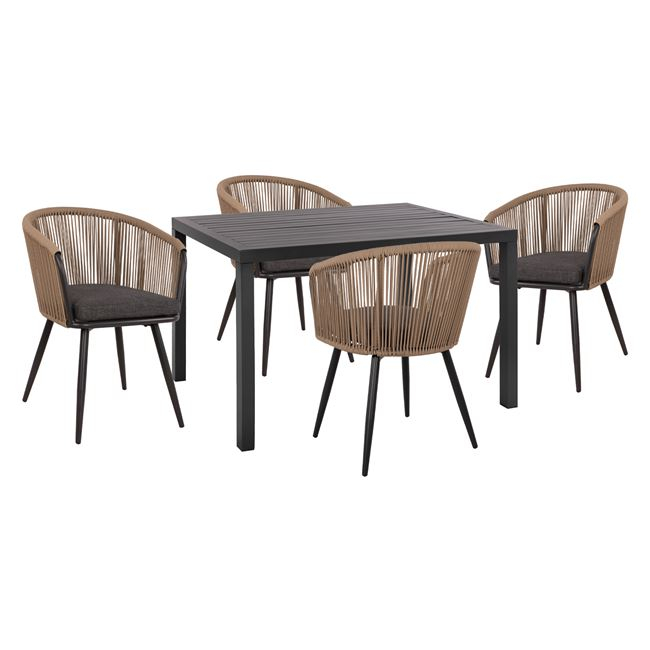 ΣΕΤ 5ΤΜΧ ΜΕ ΤΡΑΠΕΖΙ 120Χ80Χ75,5Υ &amp; ΠΟΛΥΘΡΟΝΕΣ ΑΛΟΥΜΙΝΙΟΥ ΑΝΘΡΑΚΙ ΑΠΟΧΡΩΣΗ HM10520 1