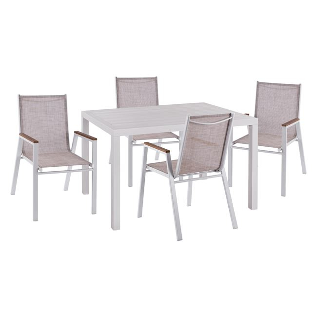 ΣΕΤ 5 ΤΜΧ ΑΛΟΥΜΙΝΙΟΥ ΜΕ ΤΡΑΠΕΖΙ 120Χ80Χ75,5Υ ΛΕΥΚΟ HM10522 1