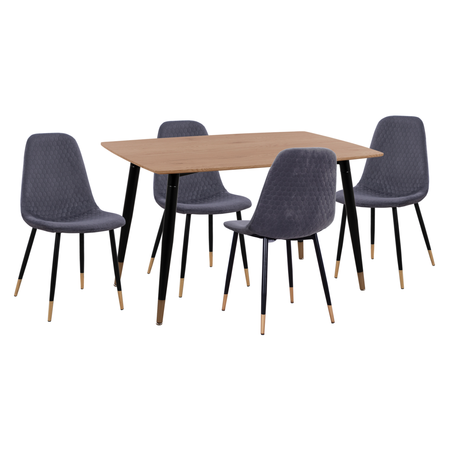ΣΕΤ ΤΡΑΠΕΖΑΡΙΑΣ 5ΤΜΧ ALIZA HM11196.01 MDF TOP-ΒΕΛΟΥΔΟ ΓΚΡΙ &amp; ΜΕΤΑΛΛΟ ΜΑΥΡΟ 1