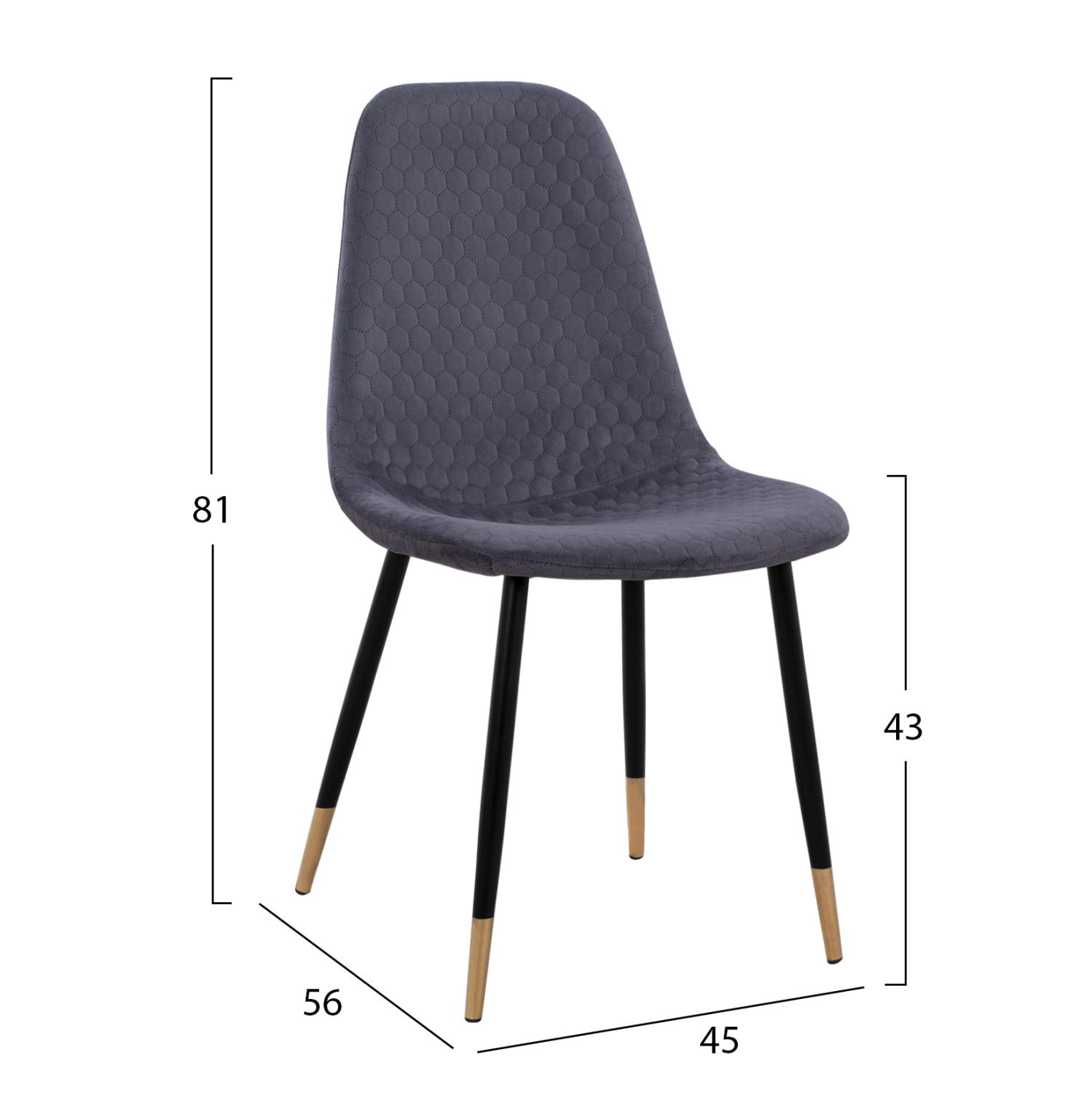 ΣΕΤ ΤΡΑΠΕΖΑΡΙΑΣ 5ΤΜΧ ALIZA HM11196.01 MDF TOP-ΒΕΛΟΥΔΟ ΓΚΡΙ &amp; ΜΕΤΑΛΛΟ ΜΑΥΡΟ 3