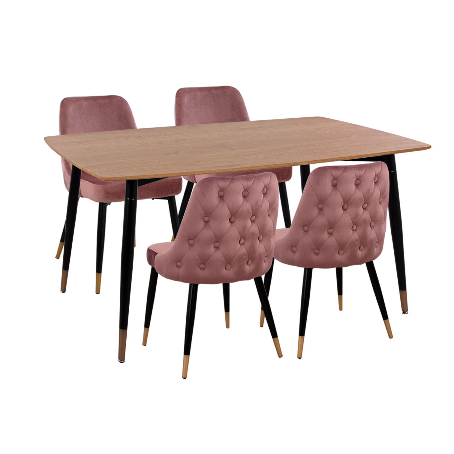 ΣΕΤ ΤΡΑΠΕΖΑΡΙΑΣ 5ΤΜΧ JOLIE HM11198.02 MDF TOP-ΒΕΛΟΥΔΟ ΣΑΠΙΟ ΜΗΛΟ &amp; ΜΕΤΑΛΛΟ ΜΑΥΡΟ 1