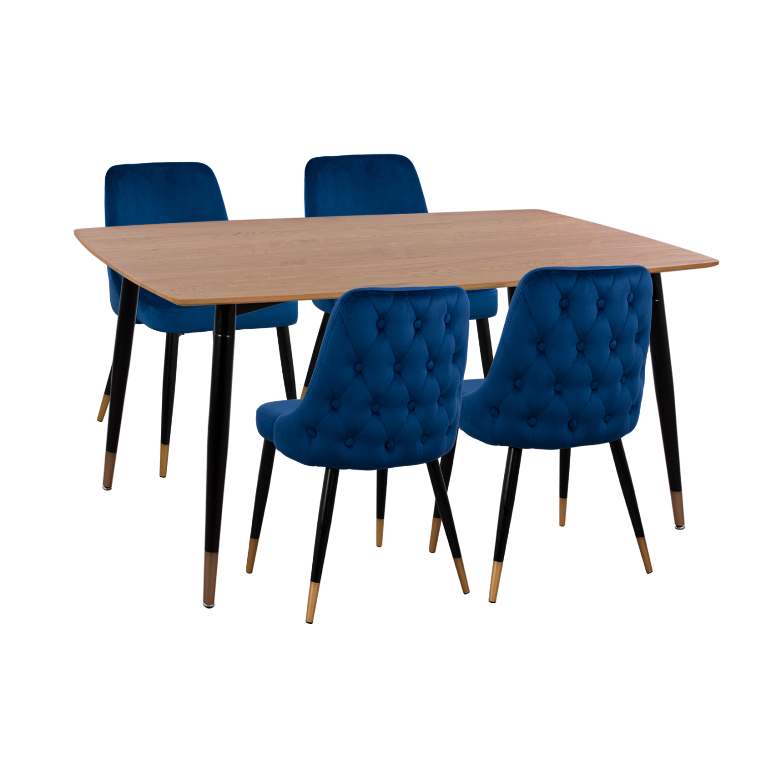 ΣΕΤ ΤΡΑΠΕΖΑΡΙΑΣ 5ΤΜΧ JOLIE HM11198.08 MDF TOP-ΒΕΛΟΥΔΟ ΜΠΛΕ &amp; ΜΕΤΑΛΛΟ ΜΑΥΡΟ 1
