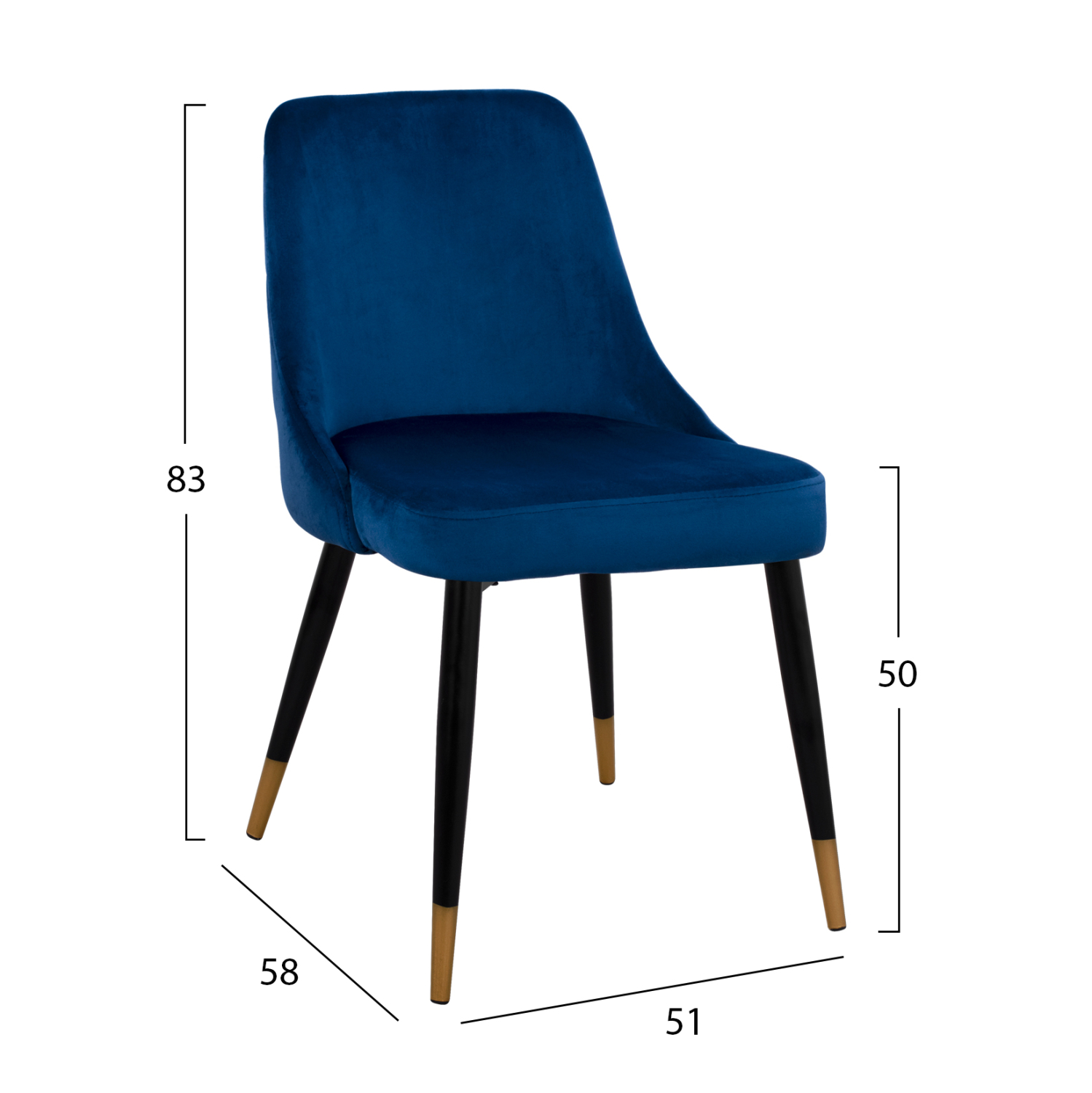 ΣΕΤ ΤΡΑΠΕΖΑΡΙΑΣ 5ΤΜΧ JOLIE HM11198.08 MDF TOP-ΒΕΛΟΥΔΟ ΜΠΛΕ &amp; ΜΕΤΑΛΛΟ ΜΑΥΡΟ 2
