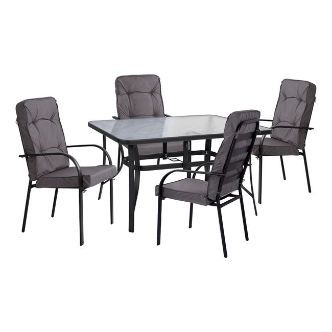 ΣΕΤ ΤΡΑΠΕΖΑΡΙΑΣ 5TMX ΤΡΑΠΕΖΙ 140Χ80Χ72Υεκ.ΚΑΙ 4 ΠΟΛΥΘΡΟΝΕΣ ΜΕΤΑΛΛΟ ΓΚΡΙ HM10562.01 1