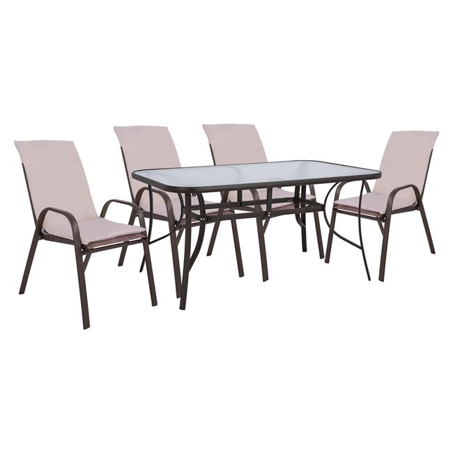 ΣΕΤ ΤΡΑΠΕΖΑΡΙΑΣ 5ΤΜΧ ΚΑΡΕΚΛΕΣ ΜΕ ΜΑΞΙΛΑΡΙ &amp; ΤΡΑΠΕΖΙ 150X90 HM10570.02 ΚΑΦΕ 1