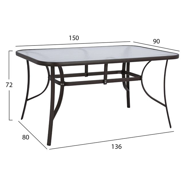 ΣΕΤ 5ΤΜΧ ΤΡΑΠΕΖΙ ΜΕΤΑΛΛΙΚΟ ΚΑΦΕ 150X90 ΜΕ 4 ΠΟΛΥΘΡΟΝΕΣ ΚΑΦΕ-ΜΟΚΑ WICKER HM10586.02 2