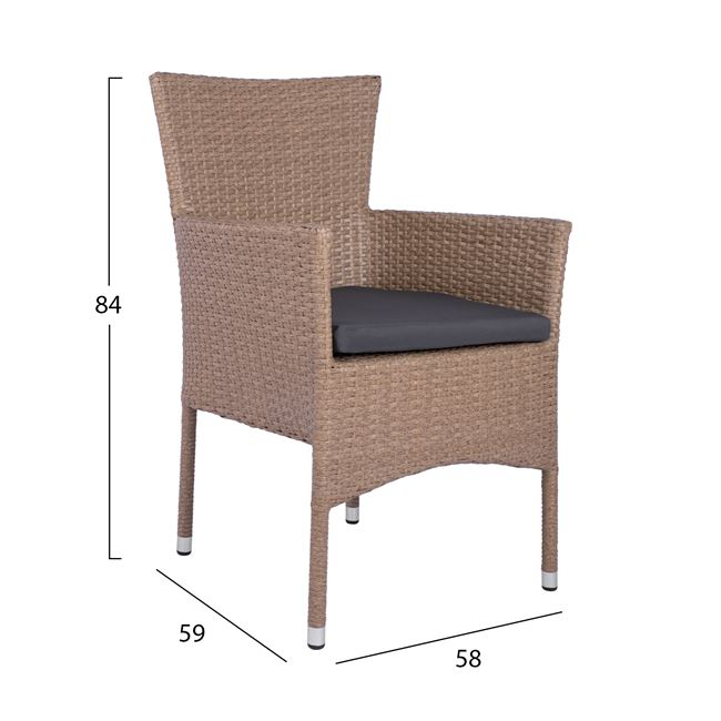 ΣΕΤ 5ΤΜΧ ΤΡΑΠΕΖΙ ΜΕΤΑΛΛΙΚΟ ΚΑΦΕ 150X90 ΜΕ 4 ΠΟΛΥΘΡΟΝΕΣ ΚΑΦΕ-ΜΟΚΑ WICKER HM10586.02 3