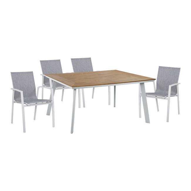 ΣΕΤ 5ΤΜΧ ΤΡΑΠΕΖΙ ΑΛΟΥΜΙΝΙΟΥ &amp; ΠΟΛΥΘΡΟΝΕΣ ΑΛΟΥΜΙΝΙΟΥ ΛΕΥΚΕΣ HM10599.01 1