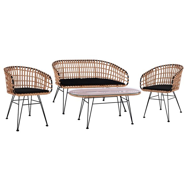 ΣΕΤ 4ΤΜΧ ΤΡΑΠΕΖΙ ΜΕ ΠΑΓΚΑΚΙ &amp; 2 ΠΟΛΥΘΡΟΝΕΣ ALLEGRA WICKER ΜΠΕΖ HM10600 1