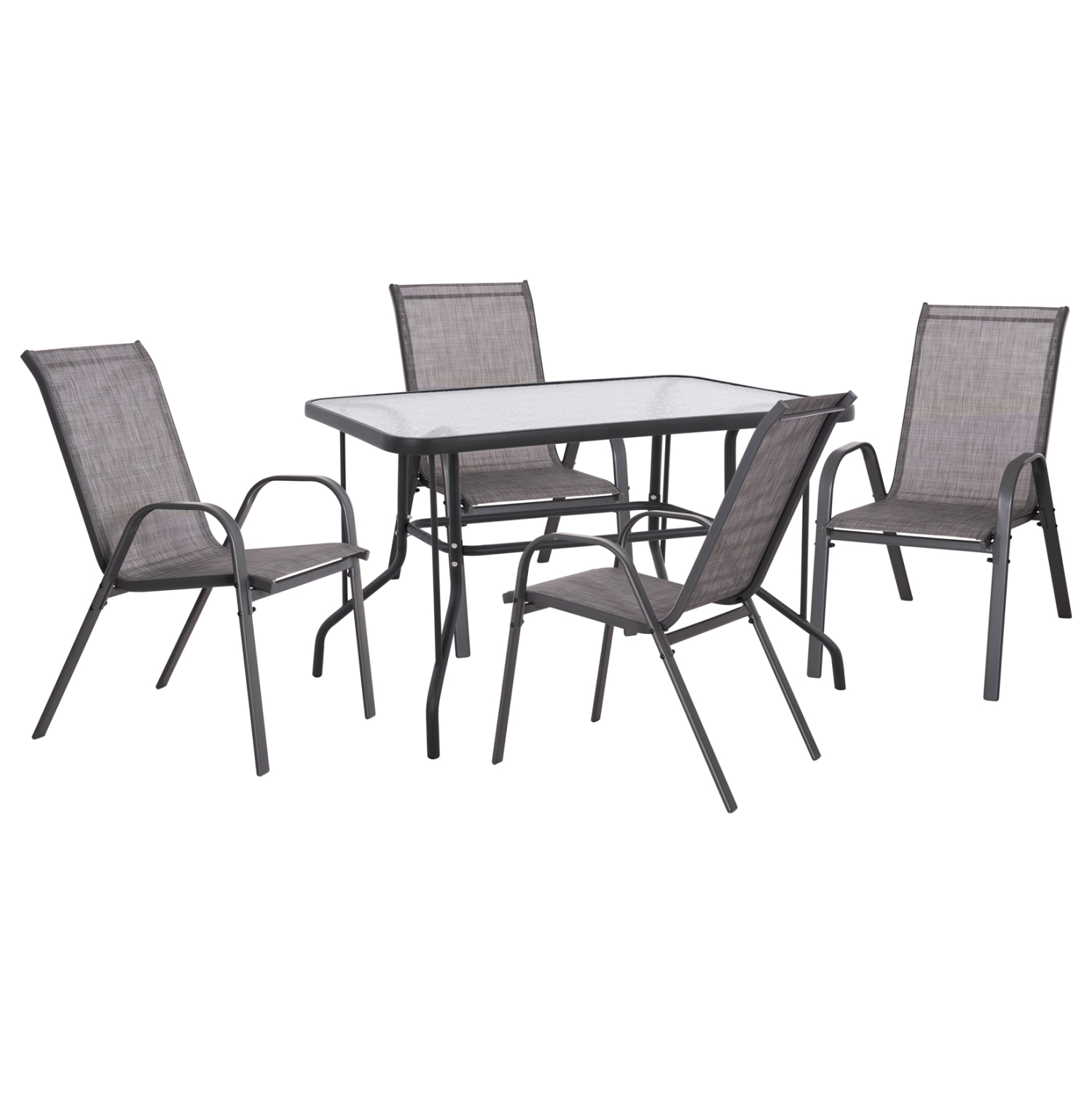 ΣΕΤ ΤΡΑΠΕΖΑΡΙΑΣ 5ΤΜΧ HM5193.01 ΜΕΤΑΛΛΙΚΗ ΜΕ 4 ΚΑΡΕΚΛΕΣ &amp; ΤΡΑΠΕΖΙ 110x60 ΓΚΡΙ 1