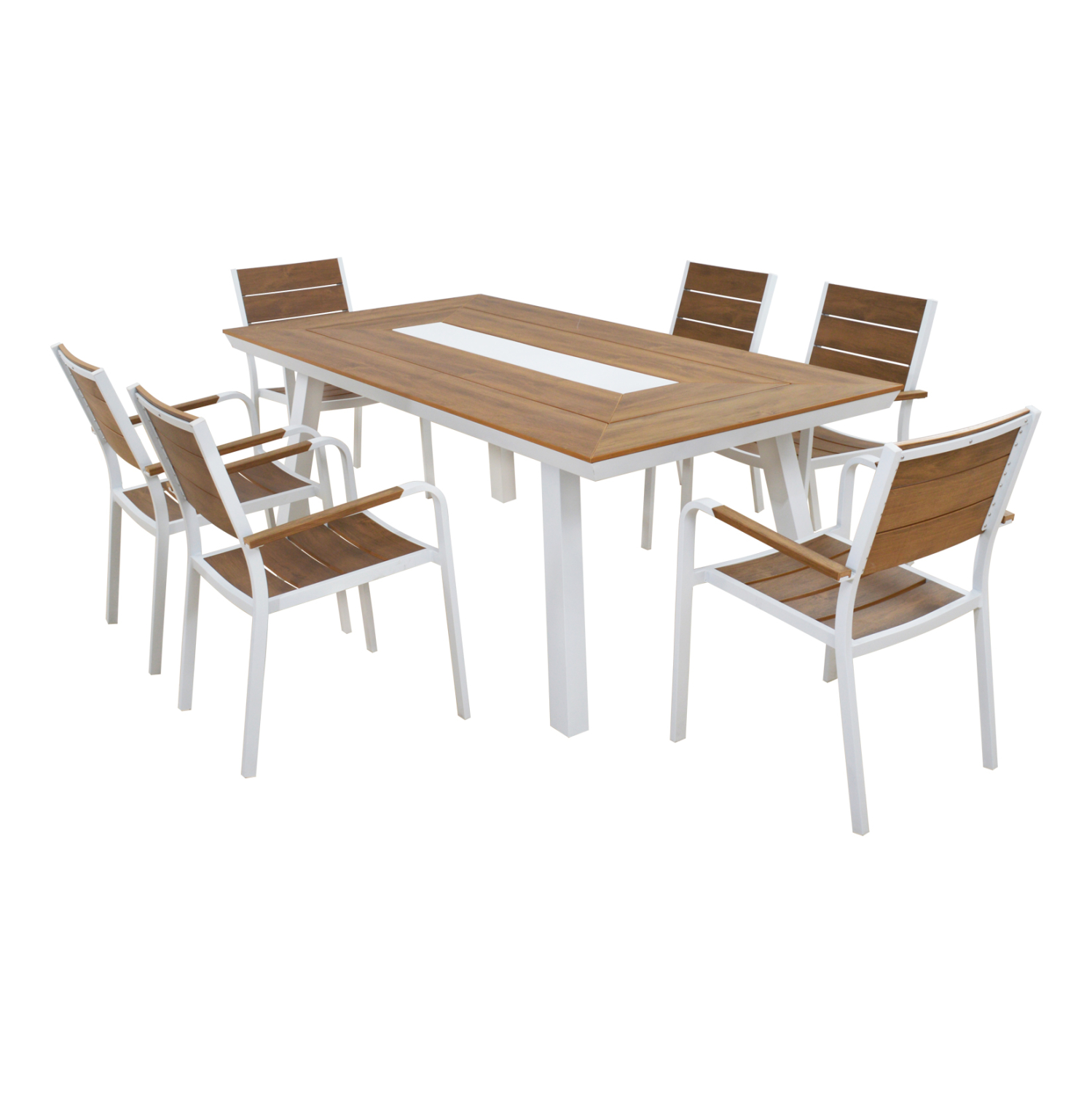 ΣΕΤ ΤΡΑΠΕΖΑΡΙΑΣ TABER HM10738.01 ΤΡΑΠΕΖΙ &amp; 6 ΠΟΛΥΘΡΟΝΕΣ-ΑΛΟΥΜΙΝΙΟ &amp; POLYWOOD-ΛΕΥΚΟ 1