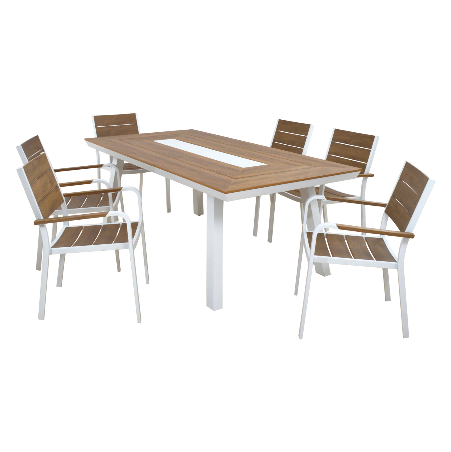 ΣΕΤ ΤΡΑΠΕΖΑΡΙΑΣ TABER HM10738.01 ΤΡΑΠΕΖΙ &amp; 6 ΠΟΛΥΘΡΟΝΕΣ-ΑΛΟΥΜΙΝΙΟ &amp; POLYWOOD-ΛΕΥΚΟ 2