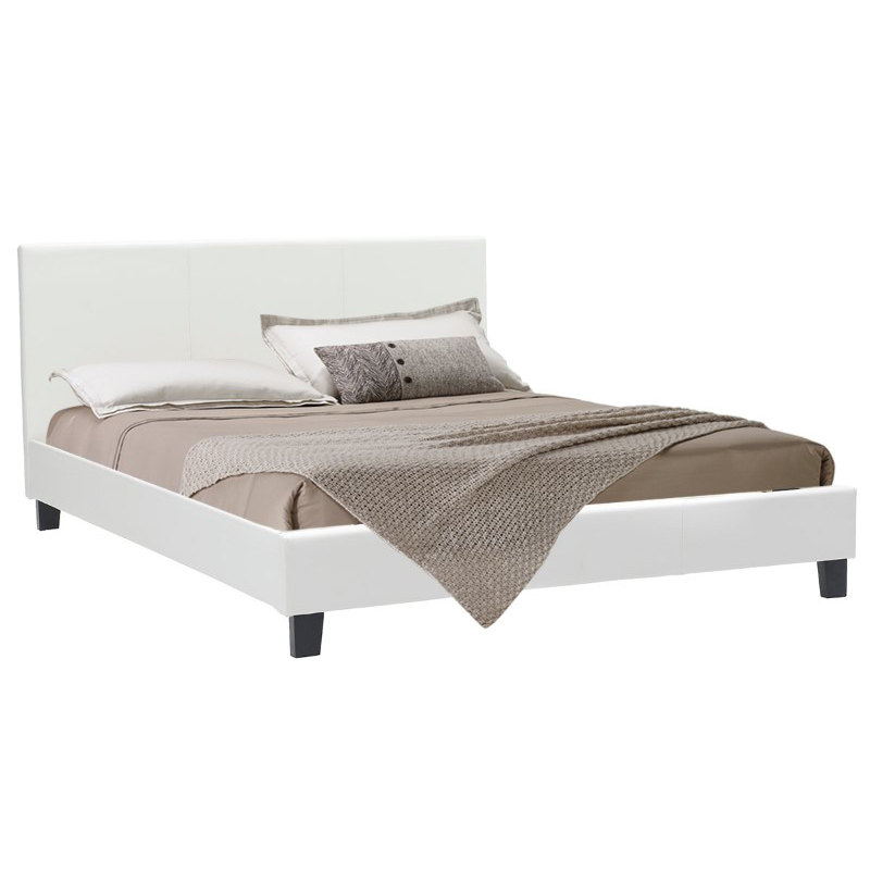 Κρεβάτι Nevil pakoworld 150x200 PU χρώμα λευκό ματ 2