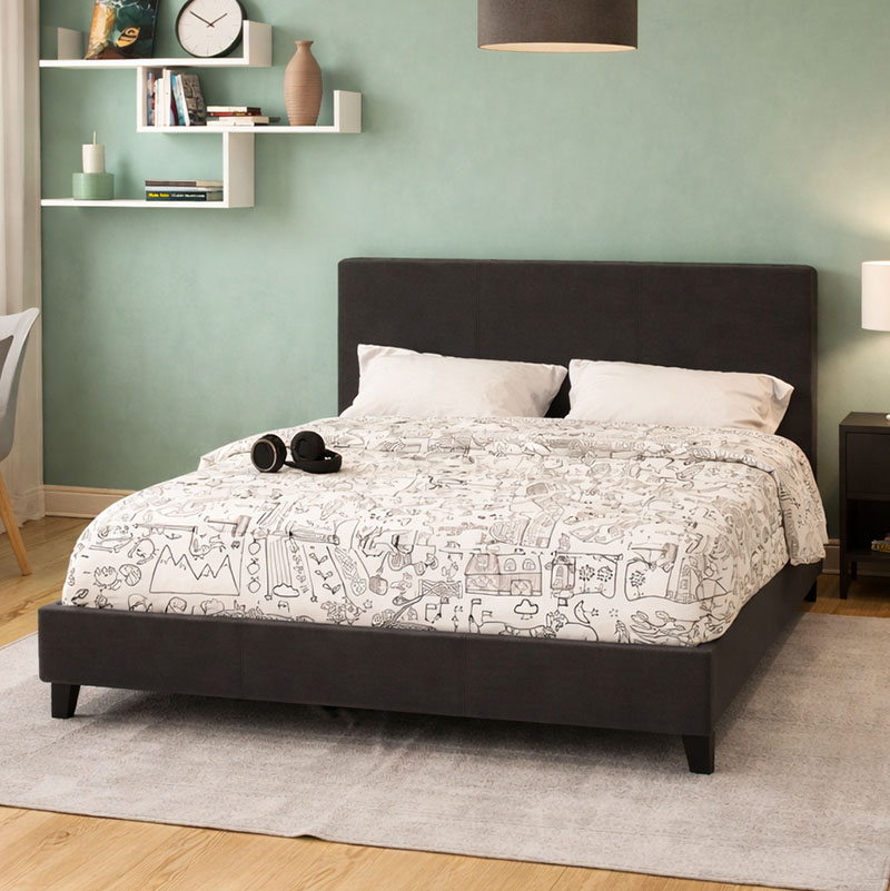 Κρεβάτι Nevil pakoworld 150x200 PU χρώμα μαύρο ματ 1