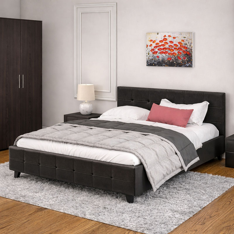 Κρεβάτι Roi pakoworld 160x200 PU μαύρο ματ + αποθηκευτικό χώρο 1
