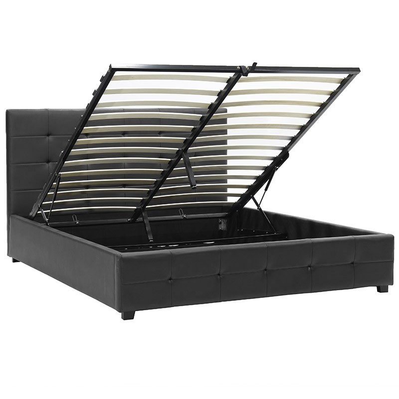 Κρεβάτι Roi pakoworld 160x200 PU μαύρο ματ + αποθηκευτικό χώρο 3