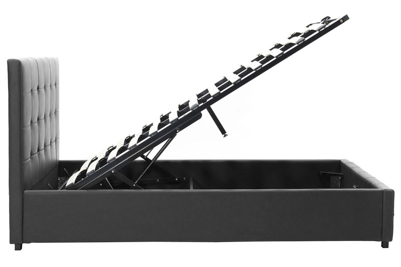 Κρεβάτι Roi pakoworld 160x200 PU μαύρο ματ + αποθηκευτικό χώρο 6