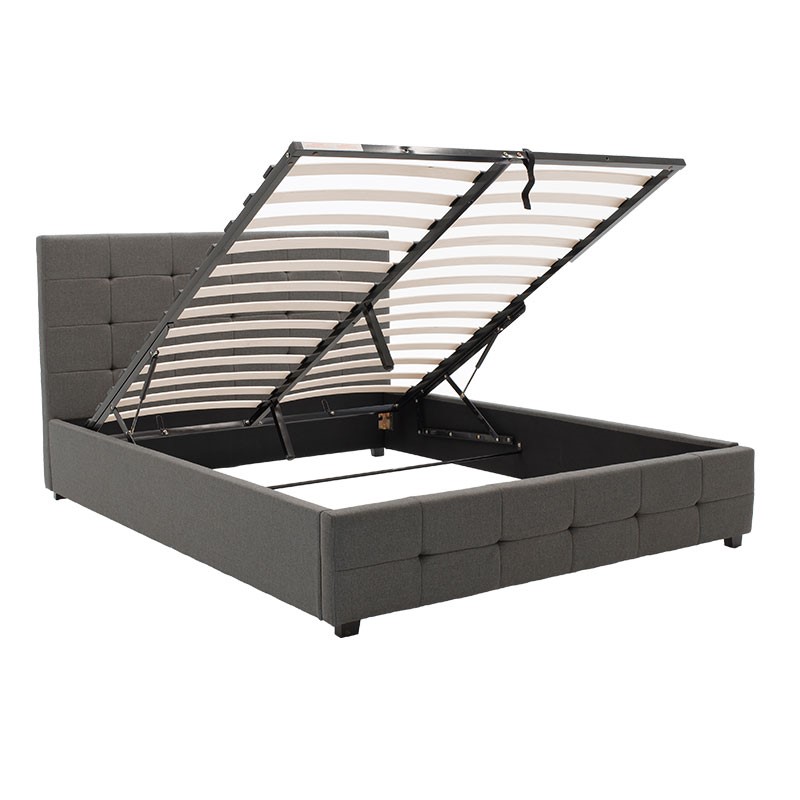 Κρεβάτι Roi pakoworld 160x200 ύφασμα ανθρακί + αποθηκευτικό χώρο 3