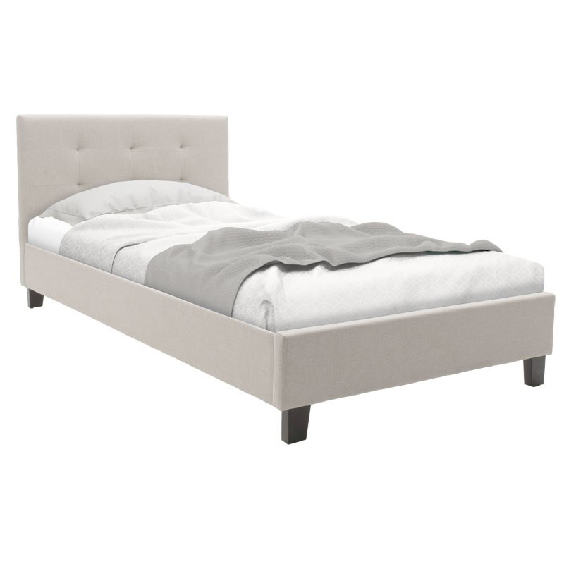 Κρεβάτι Mago pakoworld ύφασμα εκρού 100x200εκ 2