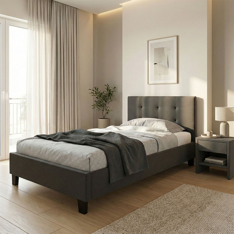 Κρεβάτι Mago pakoworld ύφασμα ανθρακί 100x200εκ 1