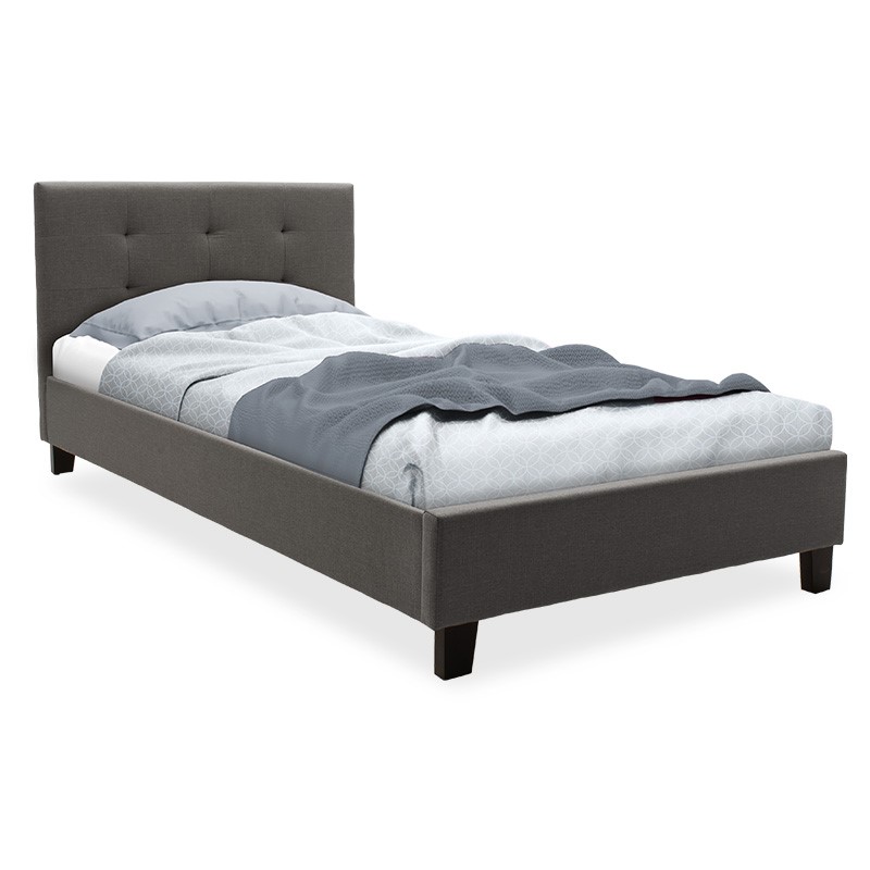 Κρεβάτι Mago pakoworld ύφασμα ανθρακί 100x200εκ 2