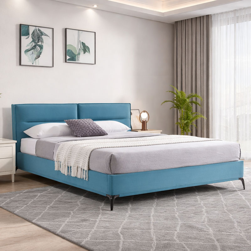 Κρεβάτι Ikina pakoworld βελούδο σε πετρόλ απόχρωση 160x200εκ 1