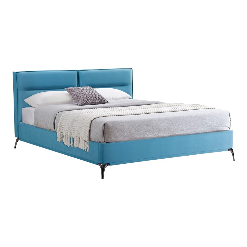 Κρεβάτι Ikina pakoworld βελούδο σε πετρόλ απόχρωση 160x200εκ 2