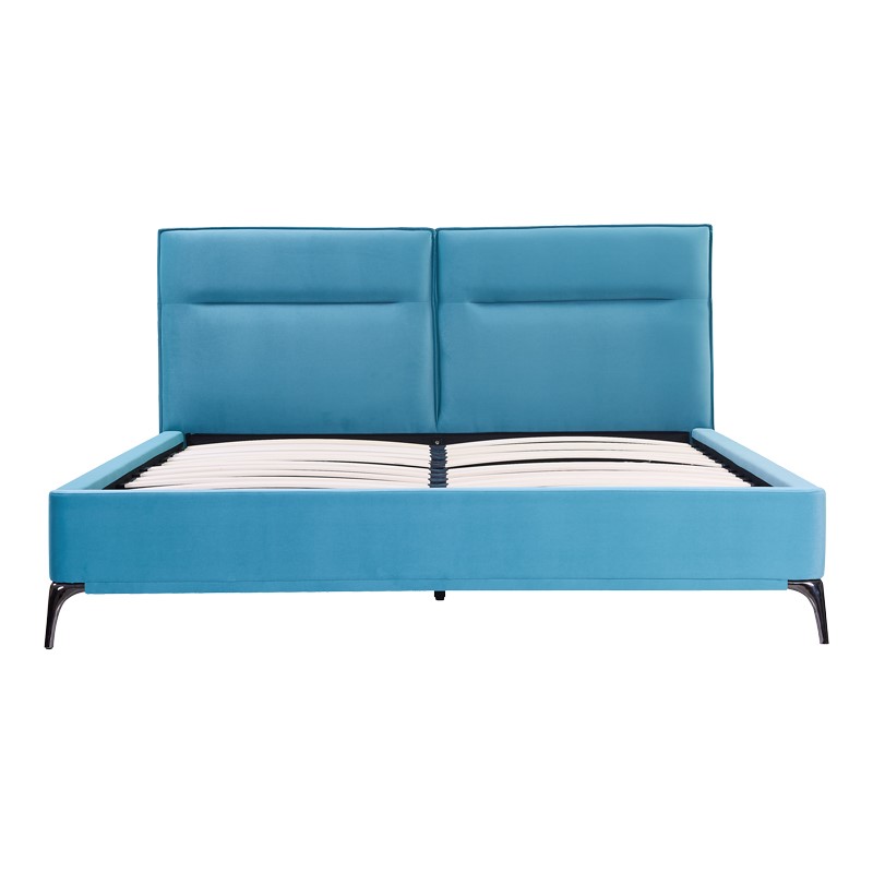 Κρεβάτι Ikina pakoworld βελούδο σε πετρόλ απόχρωση 160x200εκ 4